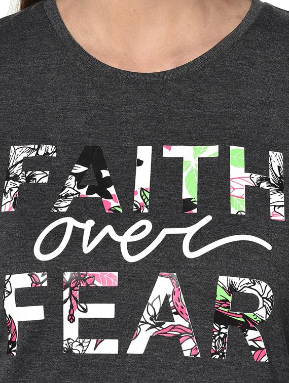 women's chest print round neck t-shirt - 18045263 - Standard Image - 4