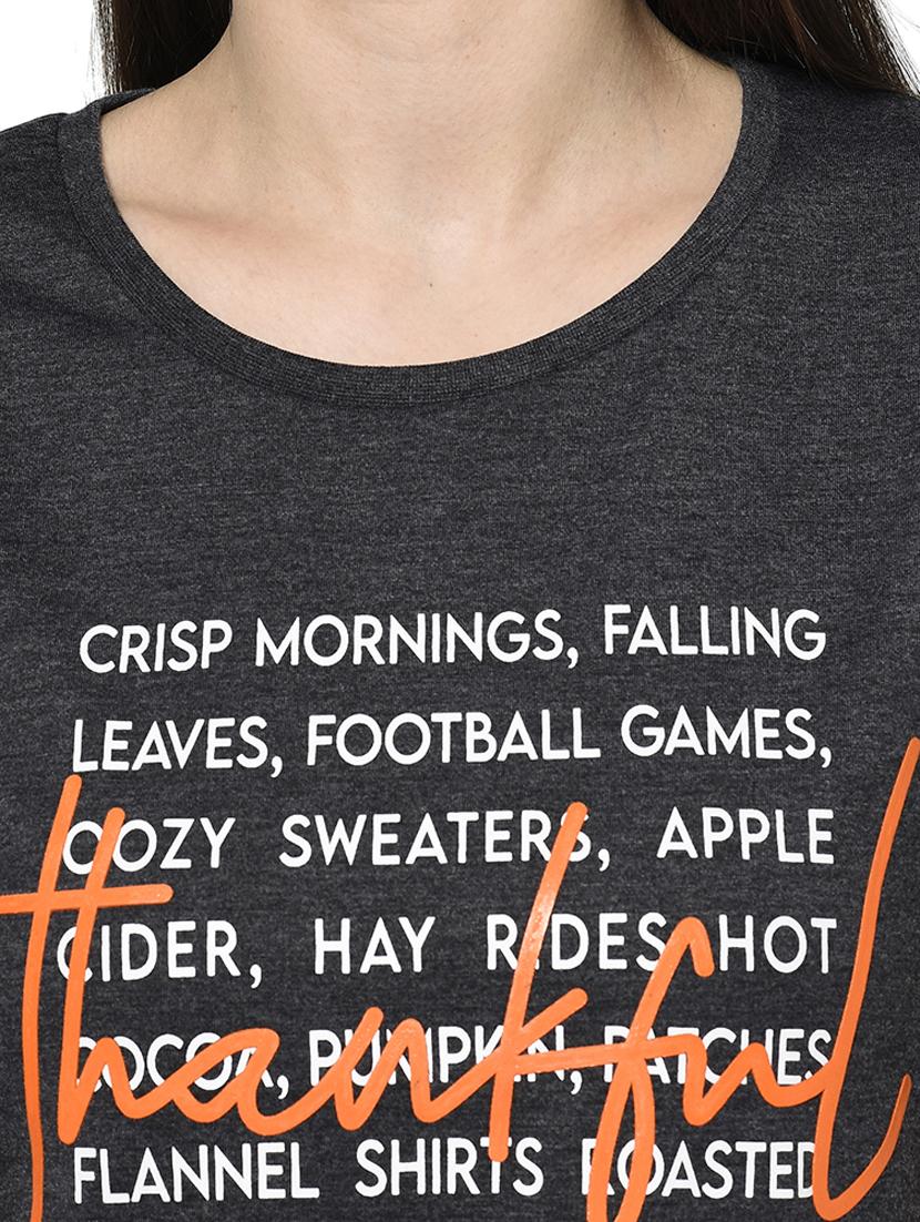 women's chest print round neck t-shirt - 18045292 - Standard Image - 4