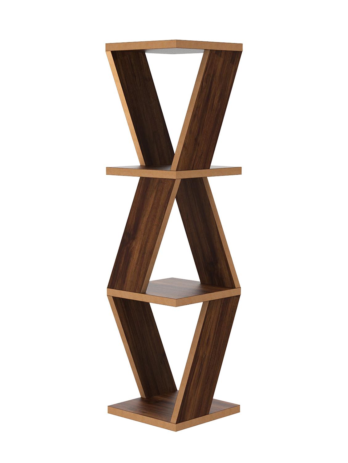 home sparkle triangular corner wall shelf mdf wall shelf rack wall mounted floating shelves (dark brown) - 18045691 -  Standard Image - 1