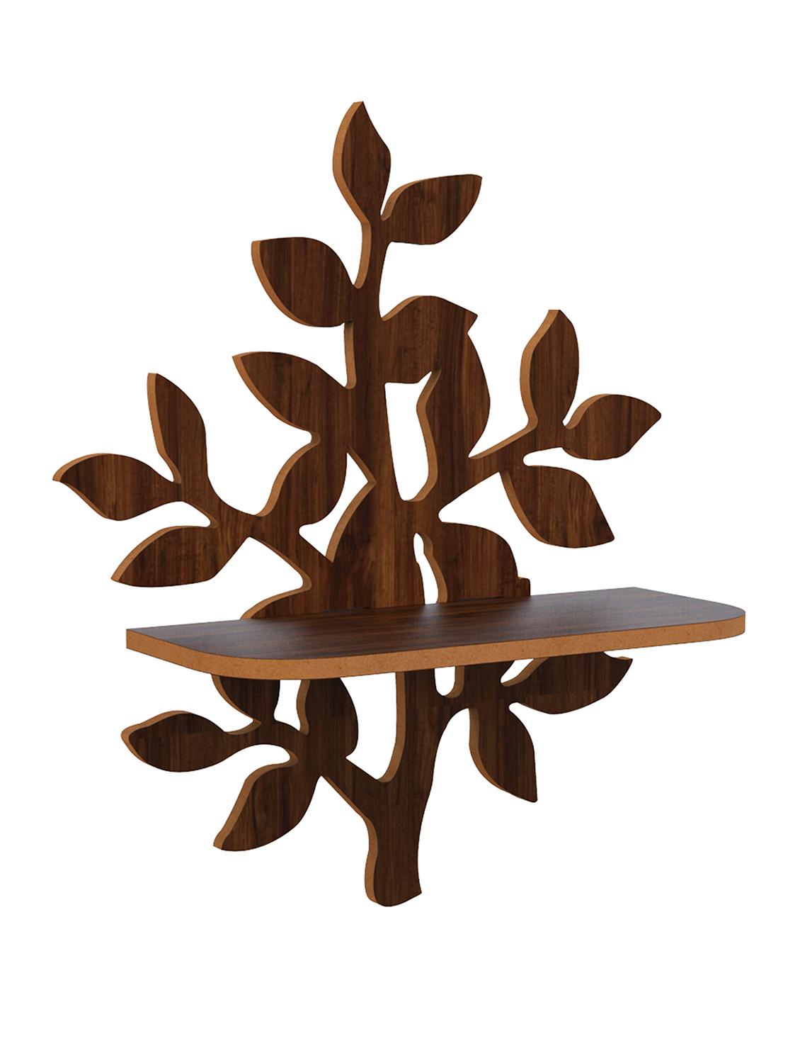 home sparkle tree shaped wall shelf mdf wall shelf rack wall mounted floating shelves (dark brown) - 18045713 -  Standard Image - 1
