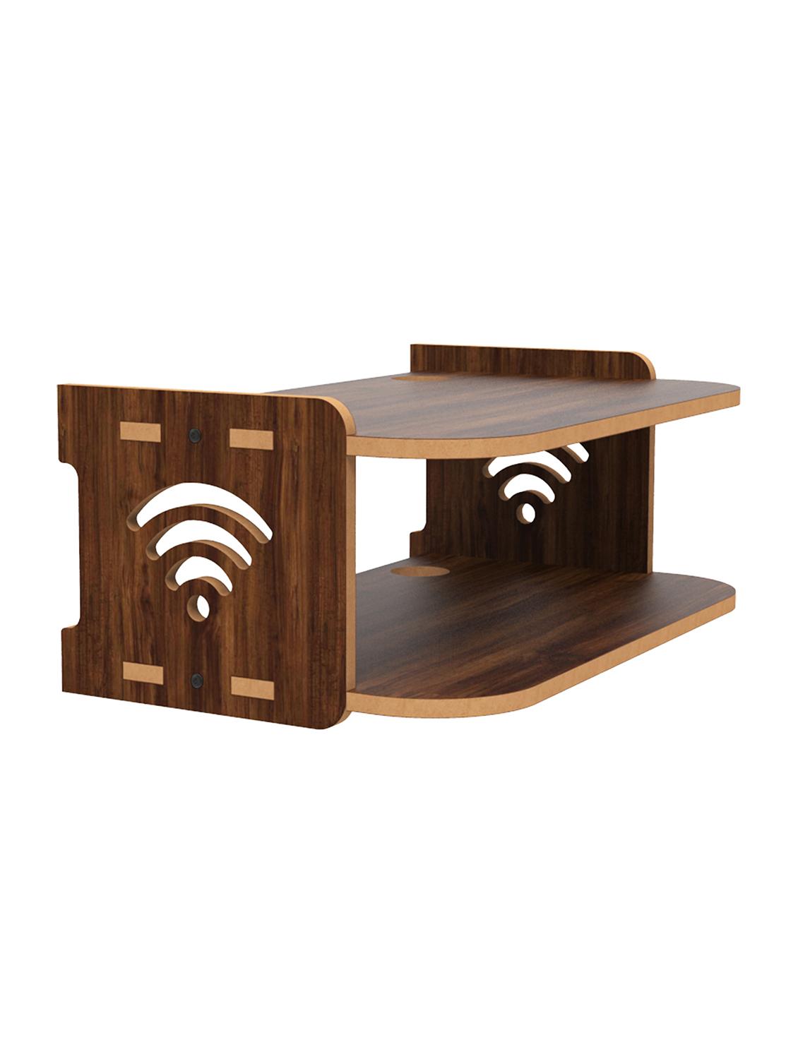 home sparkle set top box holder wall mount wall shelf setup box holder/wifi router holder (dark brown) - 18045721 - Standard Image - 1