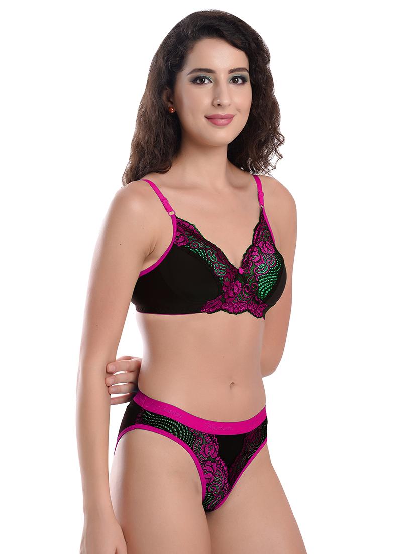 pink solid bras and panty set - 18046205 - Standard Image - 1