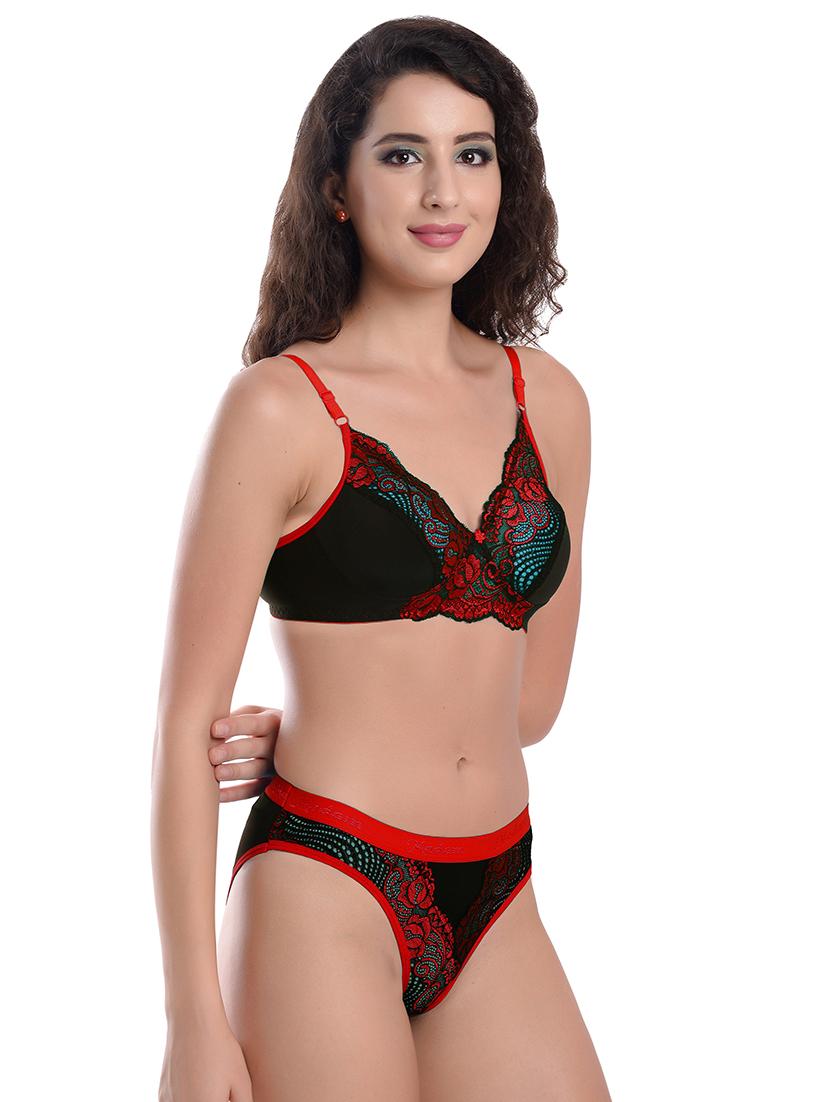 red solid bras and panty set - 18046207 - Standard Image - 1