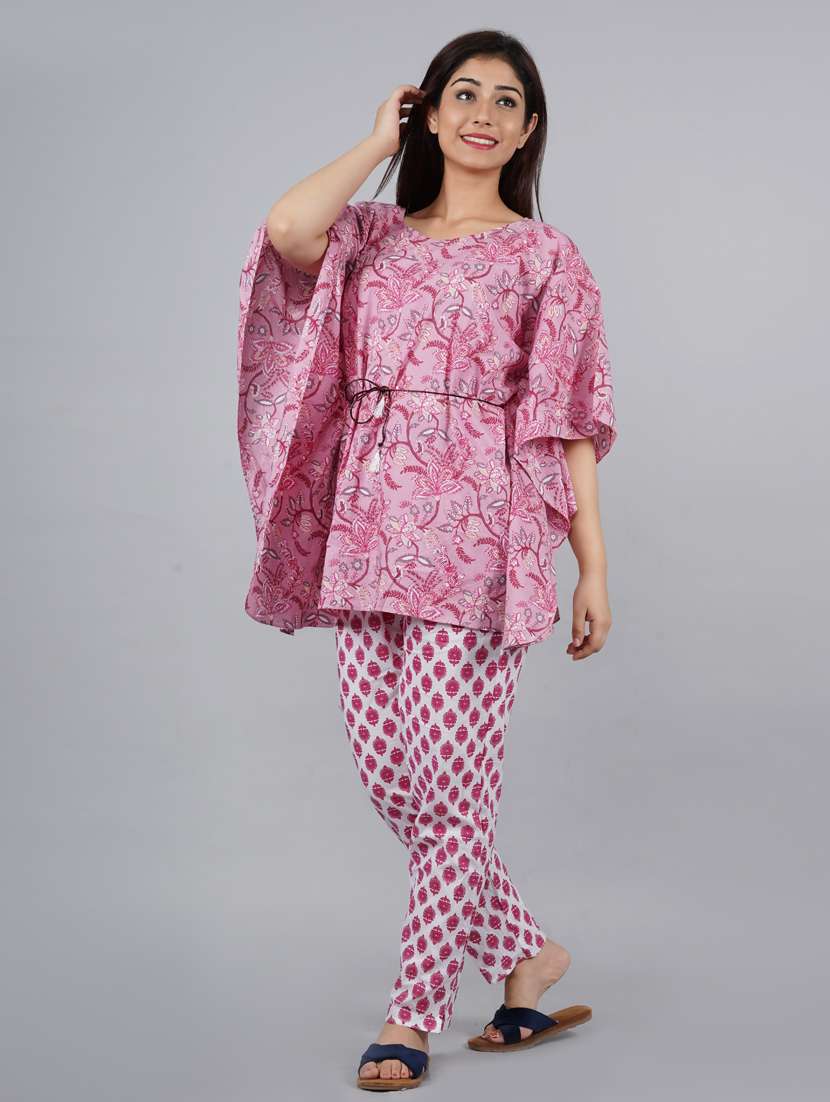 round neck printed nightwear pajama set  - 18046295 -  Standard Image - 1
