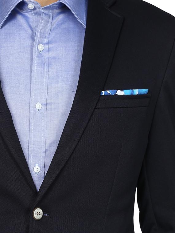 navy blue solid casual blazer - 18046321 - Standard Image - 4