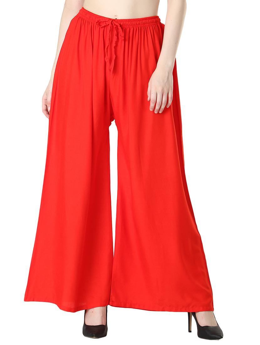 red solid straight palazzo