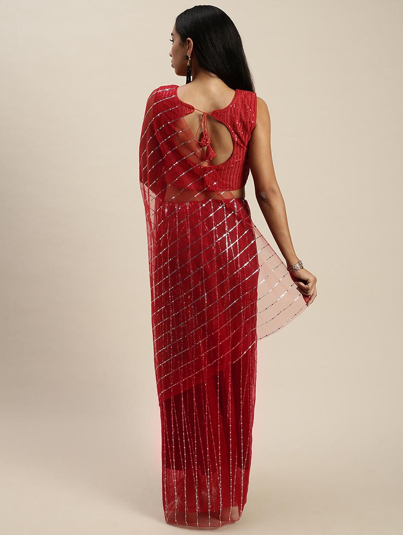 sequined net saree with blouse - 18046954 - Standard Image - 1