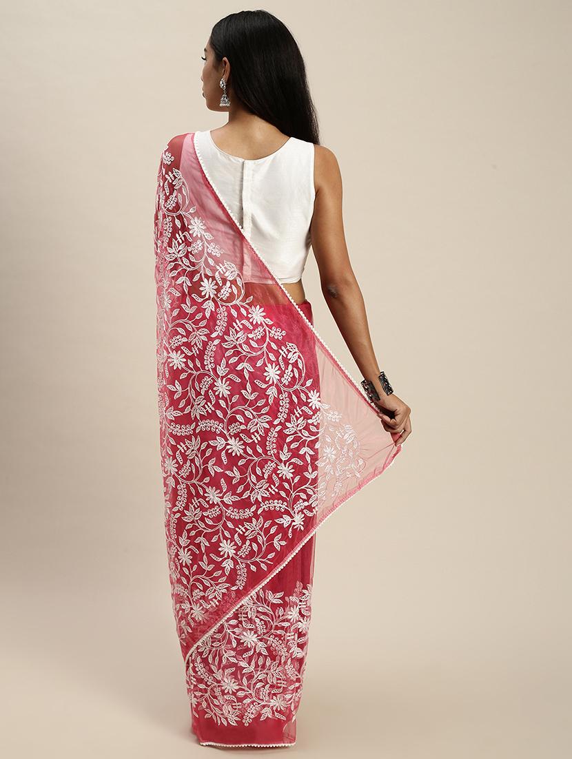 embroidered net saree with blouse - 18046957 -  Standard Image - 1