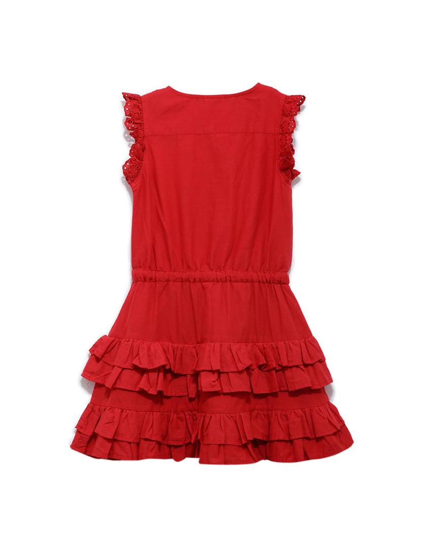 red lace detailed solid frock - 18047088 - Standard Image - 1