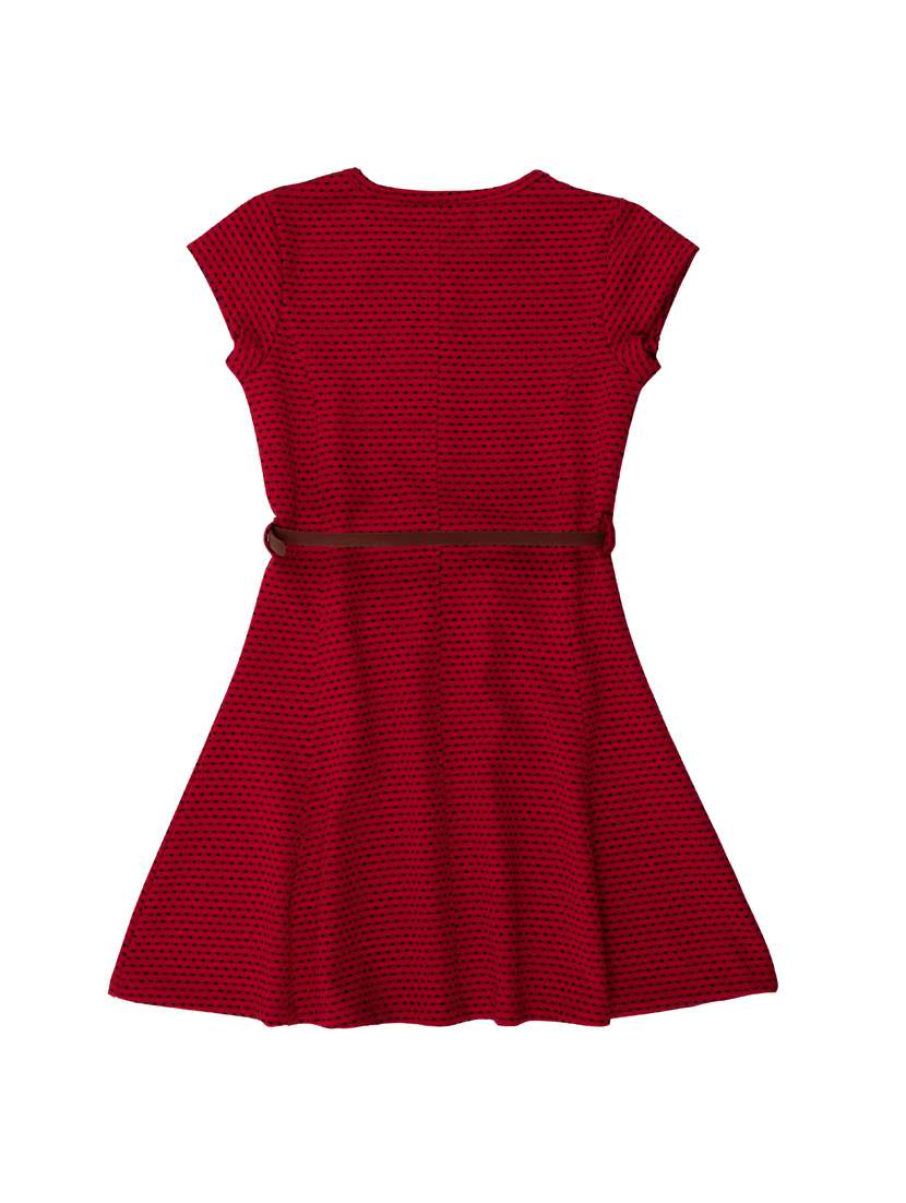 maroon polka dots frock - 18047100 -  Standard Image - 1