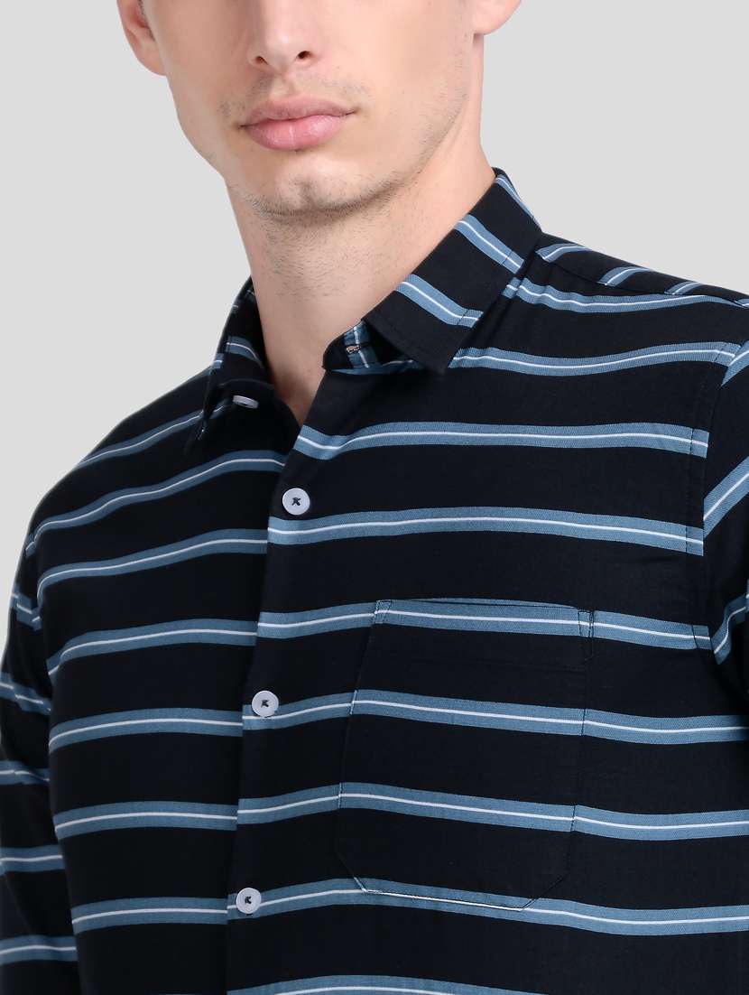 blue striped casual shirt - 18047222 - Standard Image - 4