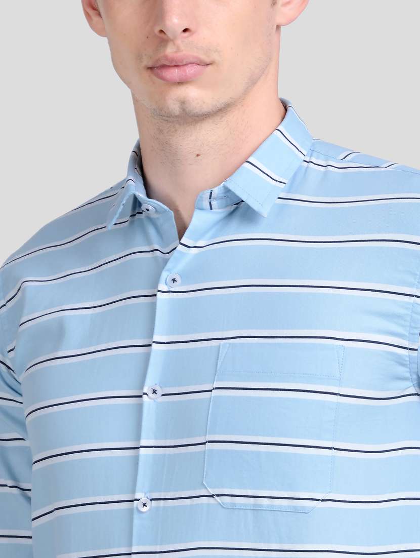light blue striped casual shirt - 18047227 - Standard Image - 4