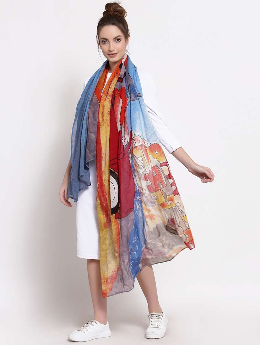 red cotton stole - 18047752 -  Standard Image - 1