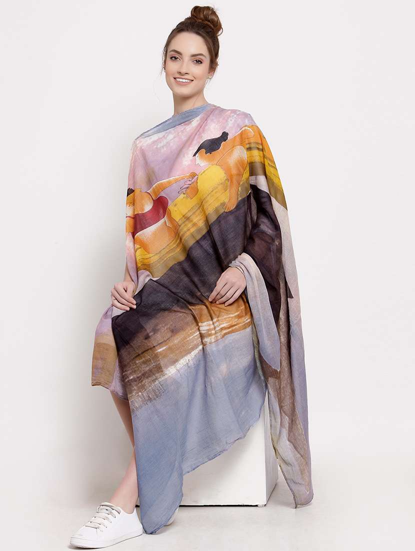 multi colored cotton stole - 18047762 -  Standard Image - 1