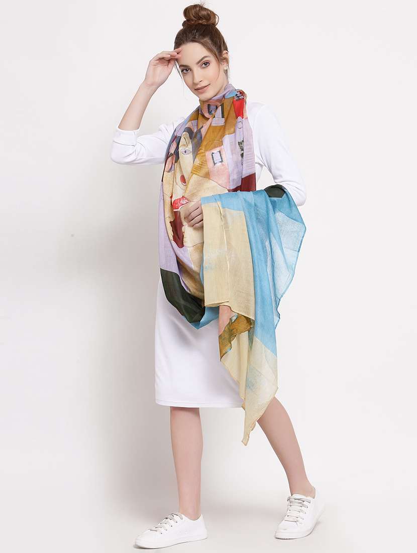 multi colored cotton stole - 18047770 -  Standard Image - 1