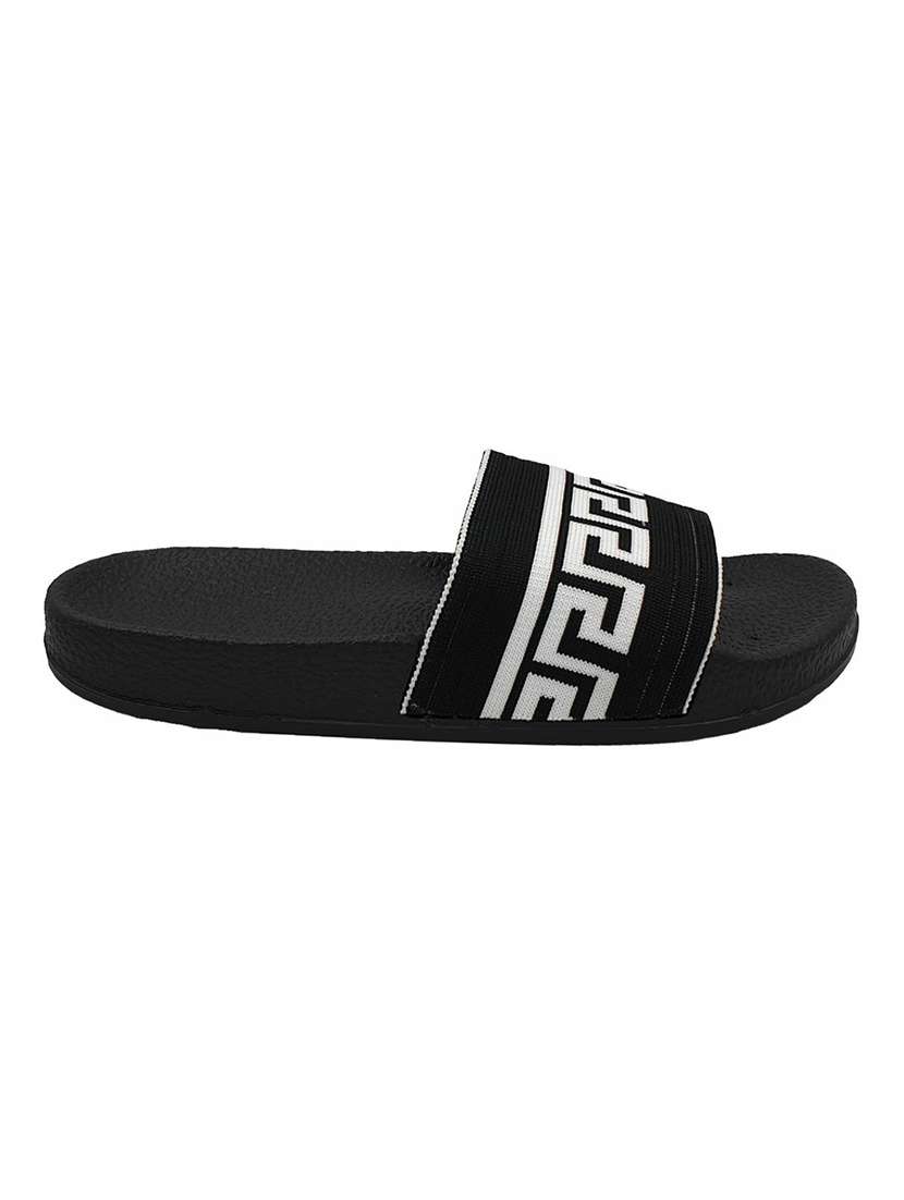 black resin slides flip flops - 18047825 - Standard Image - 1