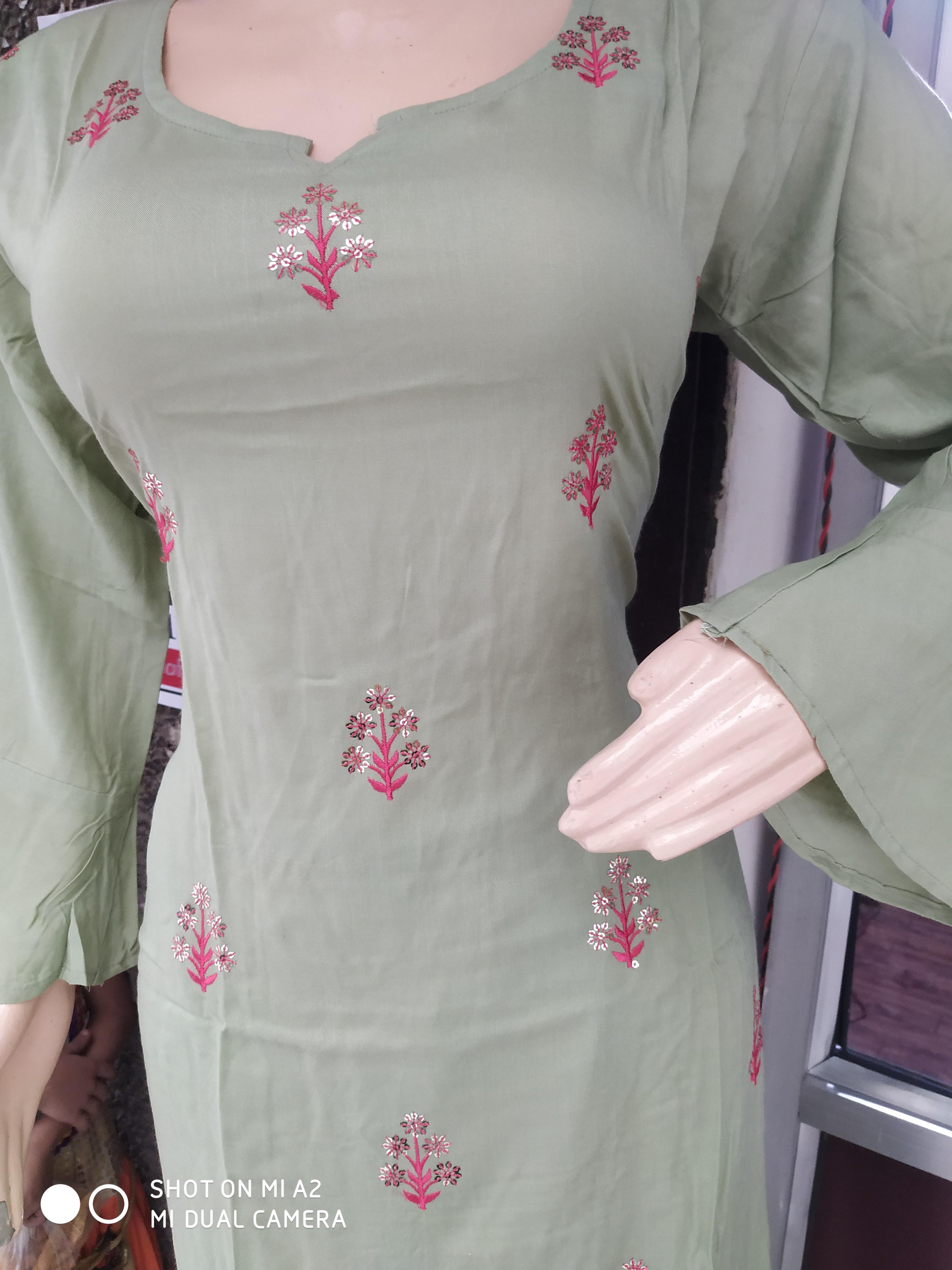 kurti plazo set with good fabric.embroidary  - 18048097 -  Standard Image - 1