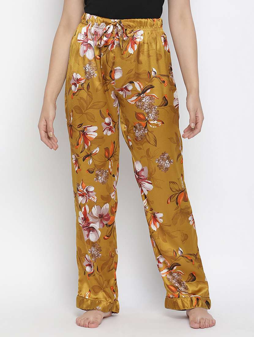 drawstring waist floral pajama