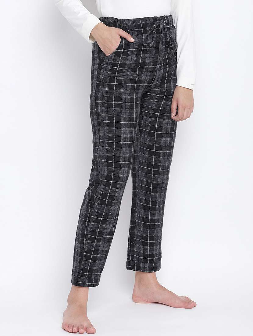 drawstring waist checkered pajama - 18048183 -  Standard Image - 1