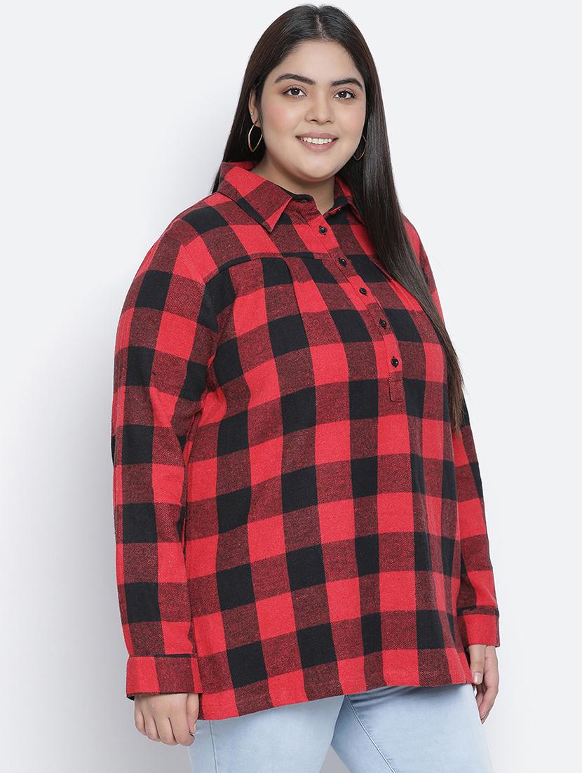 long sleeved checkered  top - 18048213 -  Standard Image - 1