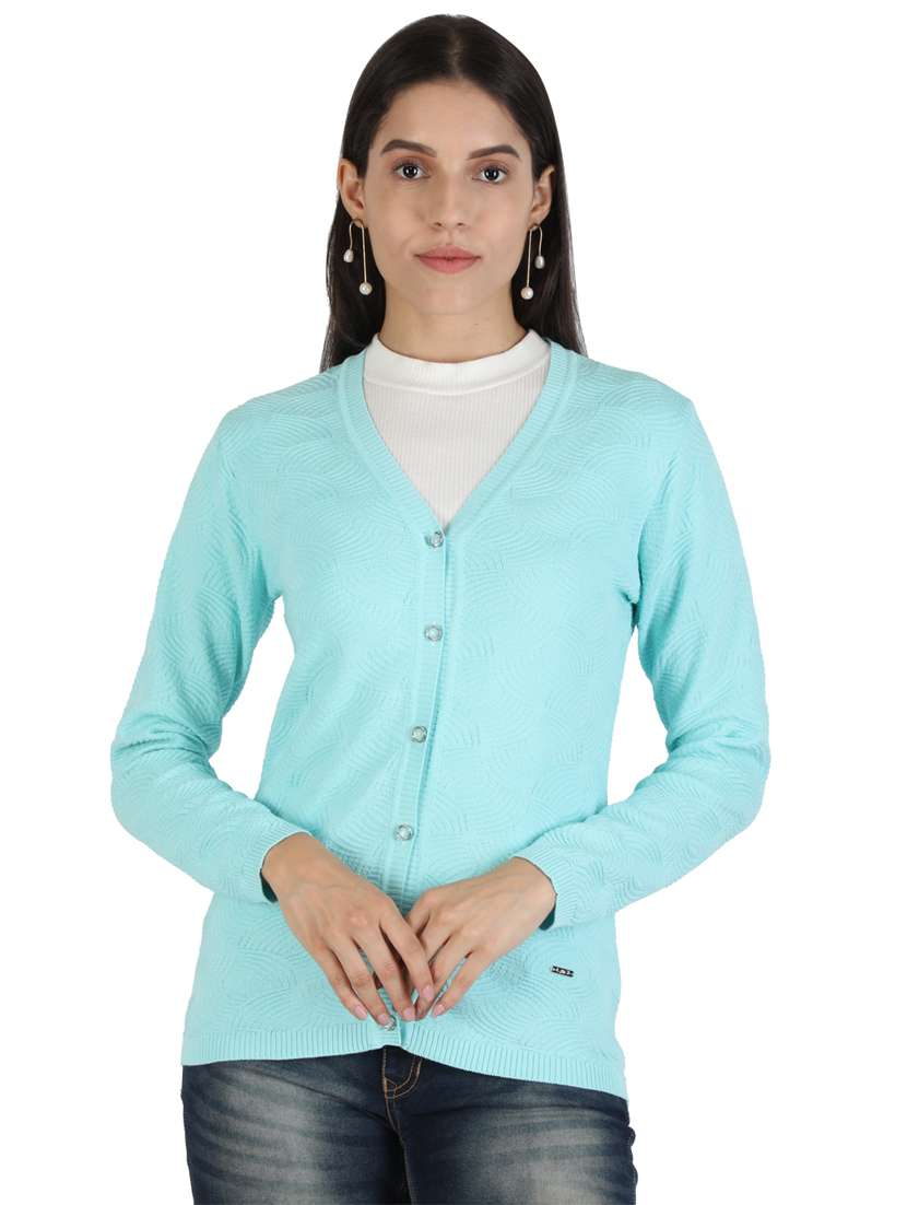 v neck solid cardigan 