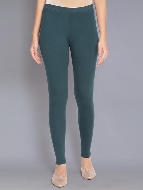 green cotton churidars & leggings - 18048923 - Standard Image - 0