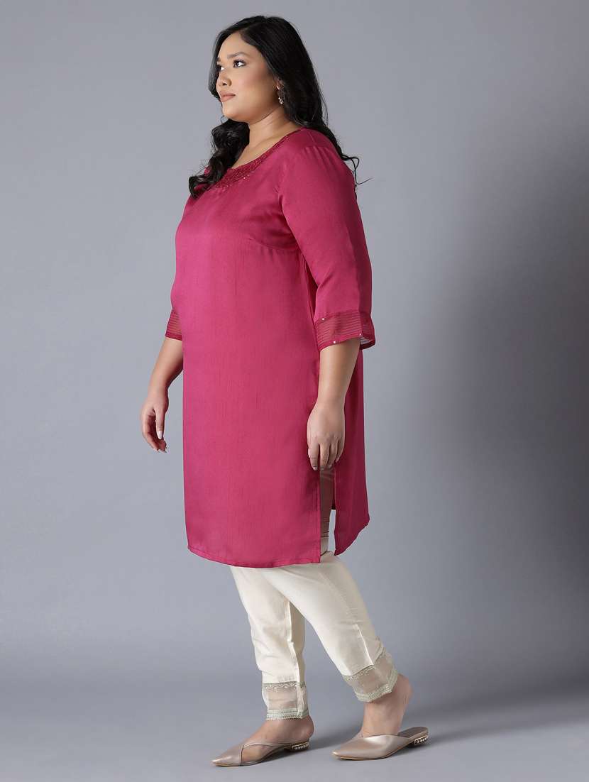 purple straight kurta - 18048949 - Standard Image - 1