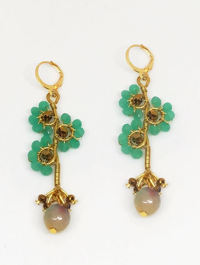 green brass drop earring - 18049131 - Zoom Image - 0