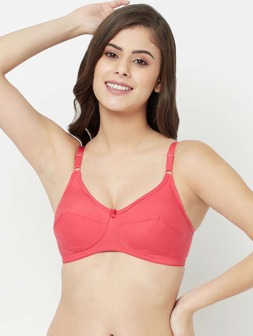 pink cotton blend tshirt bra