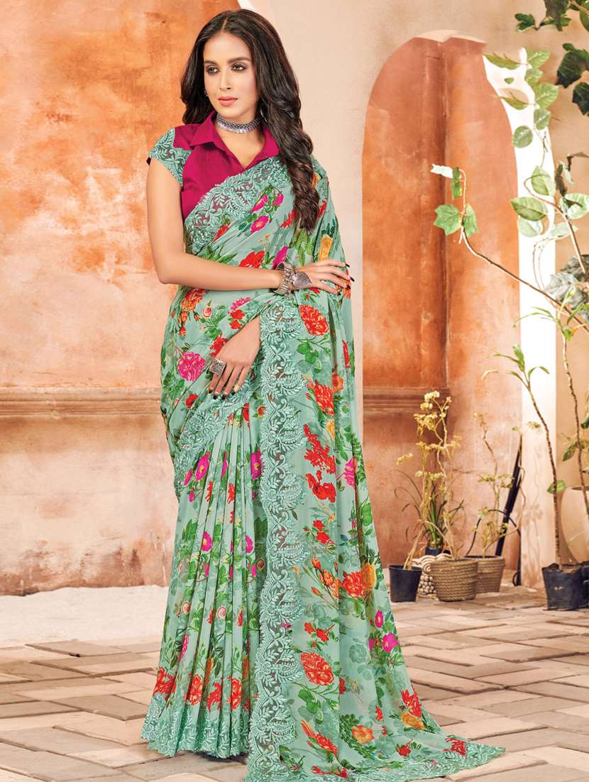 floral printed saree