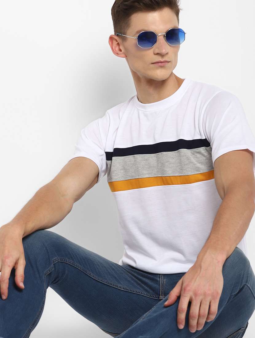 white color block t-shirt - 18049807 -  Standard Image - 4