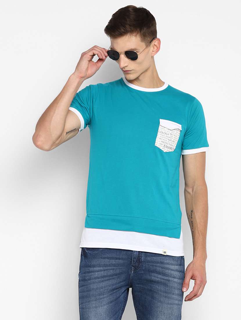 blue color block t-shirt