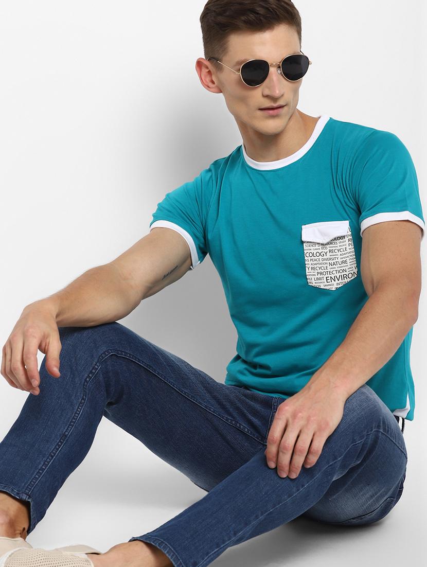 blue color block t-shirt - 18049810 - Standard Image - 4