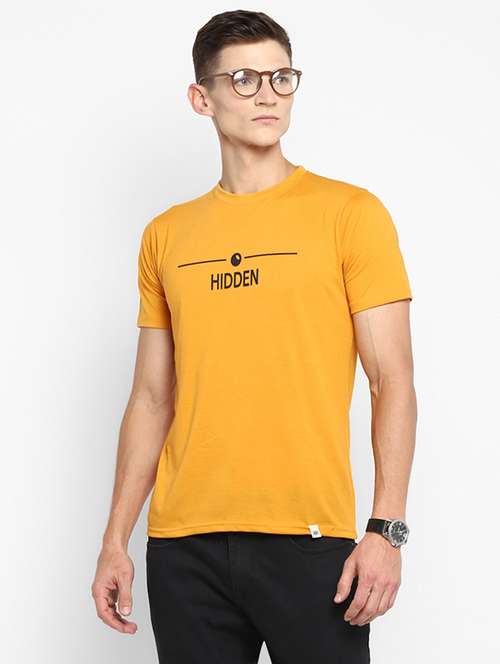yellow chest print t-shirt - 18049814 -  Standard Image - 0
