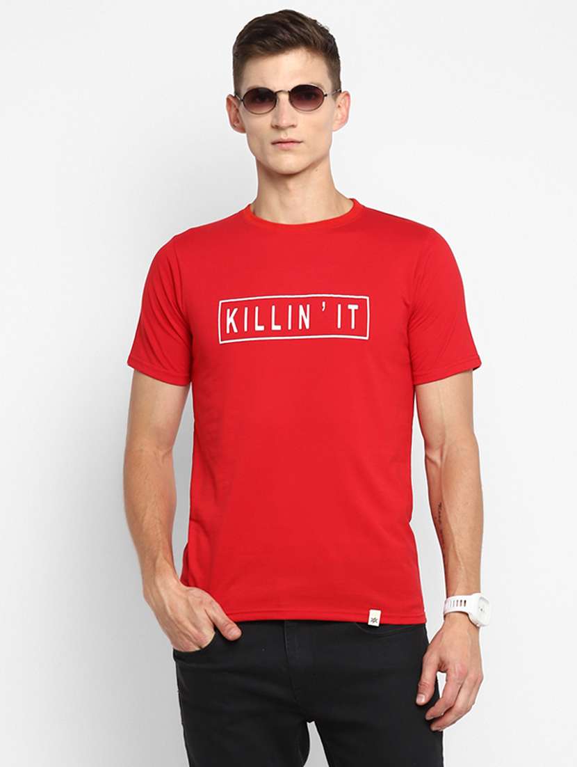 red chest print t-shirt