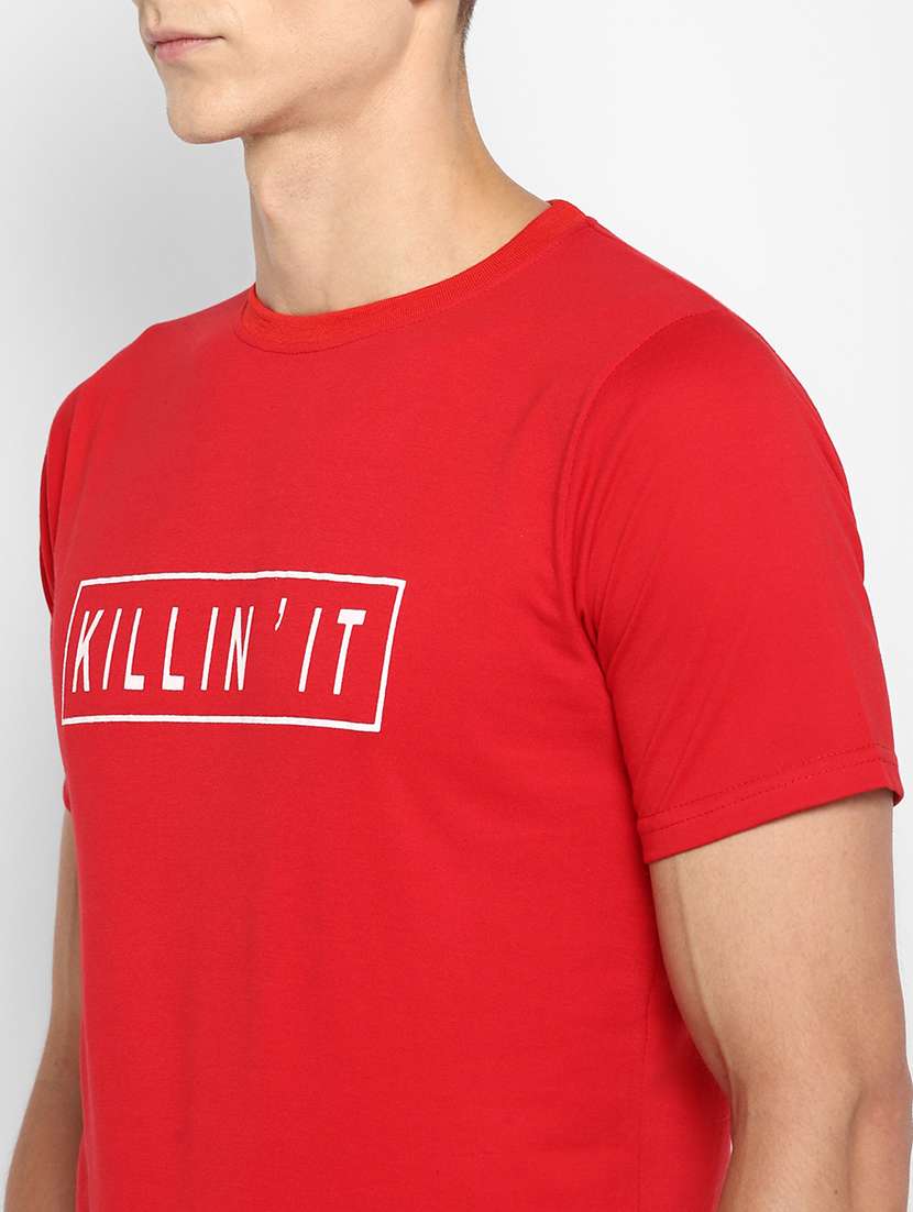 red chest print t-shirt - 18049819 - Standard Image - 4