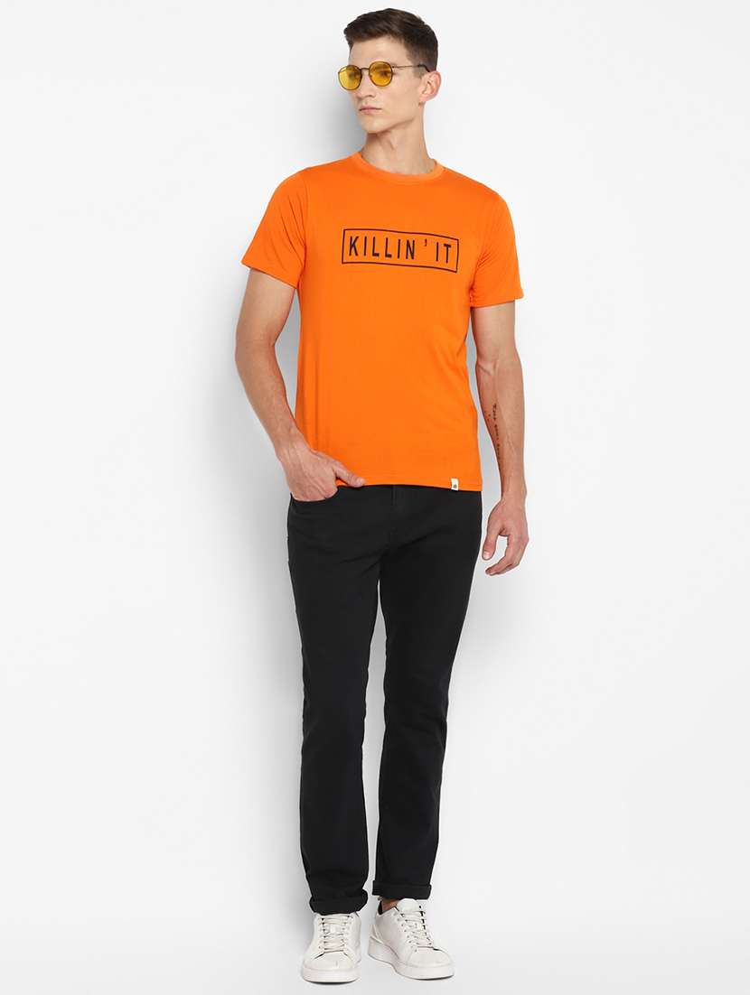 orange chest print t-shirt - 18049821 -  Standard Image - 1
