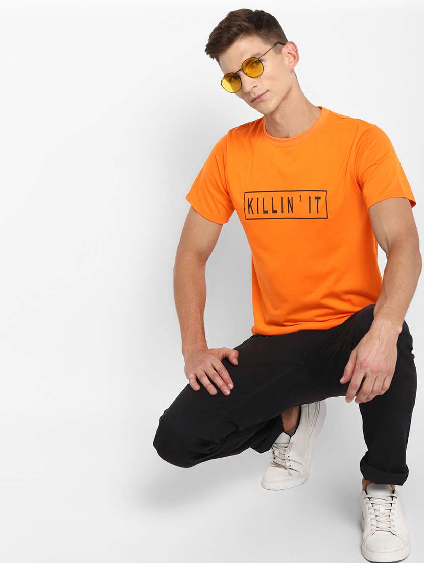 orange chest print t-shirt - 18049821 -  Standard Image - 4