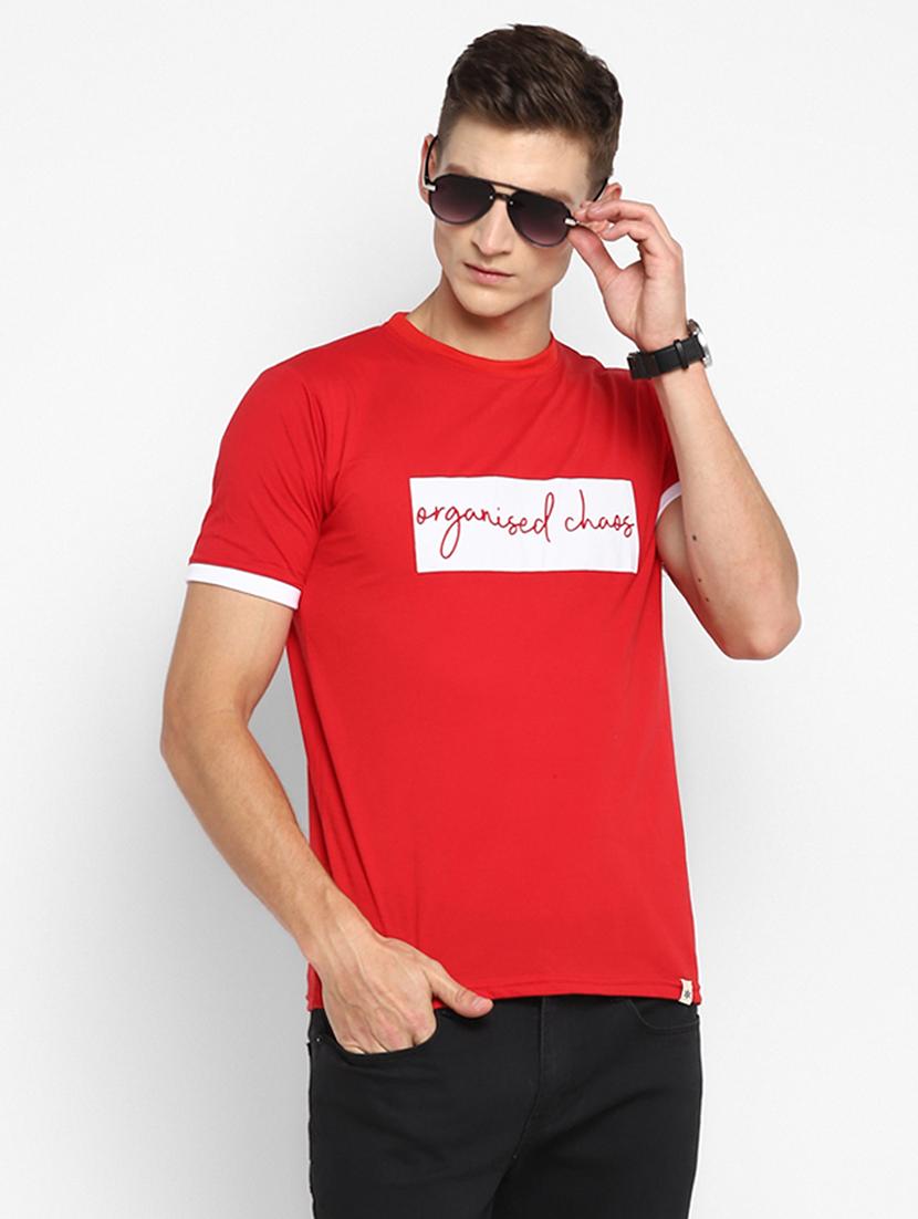 red chest print t-shirt
