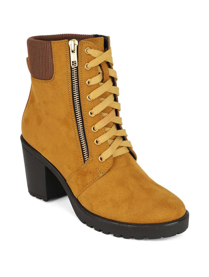 tan faux leather ankle  boots