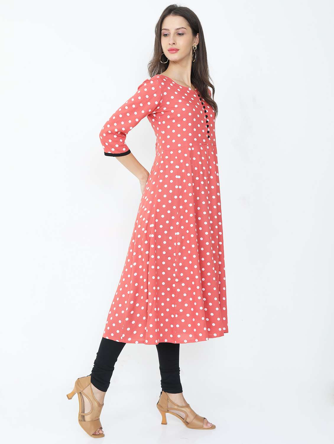 pink rayon anarkali kurta