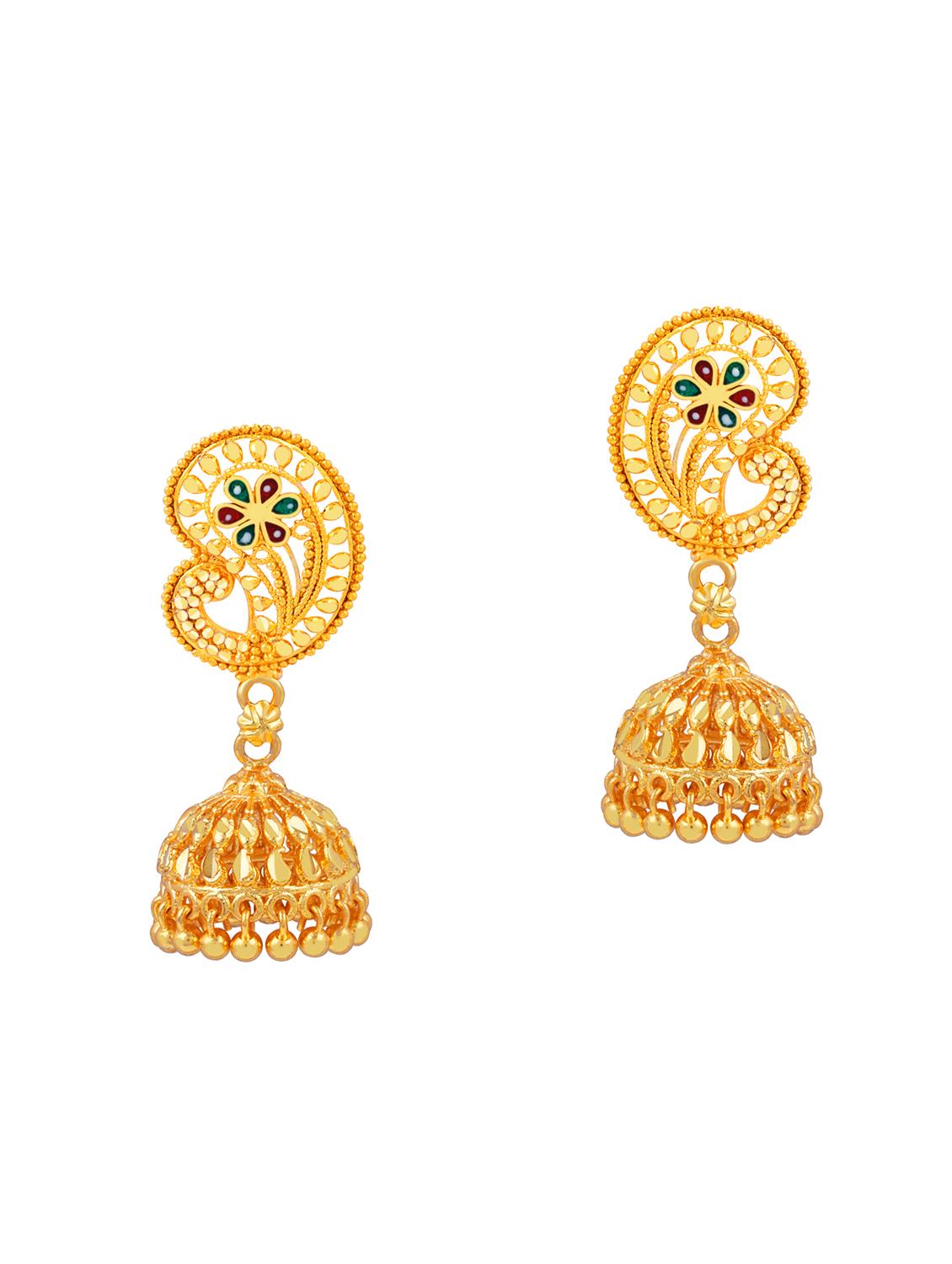 traditional gold plated jhumka earring  - 18051119 -  Standard Image - 1
