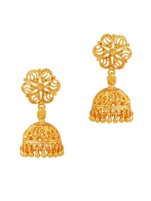 gold metal jhumka earring - 18051268 - Standard Image - 0