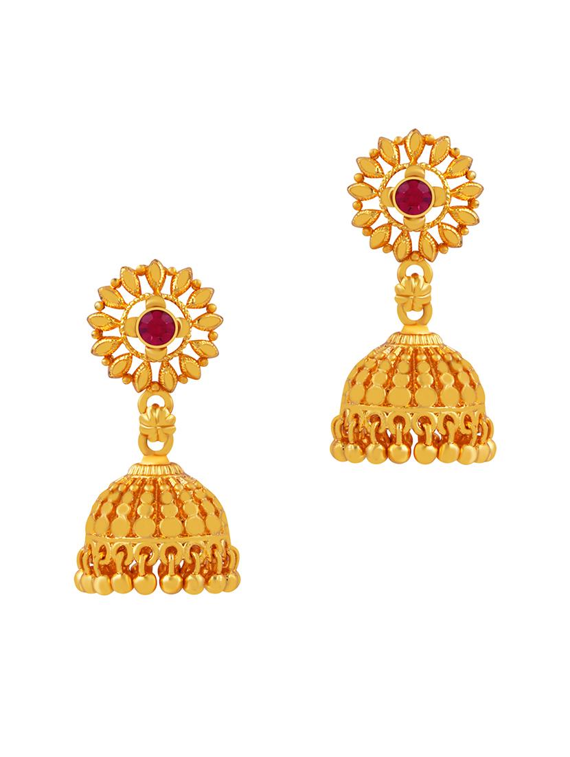 gold metal jhumka earring - 18051269 -  Zoom Image - 0