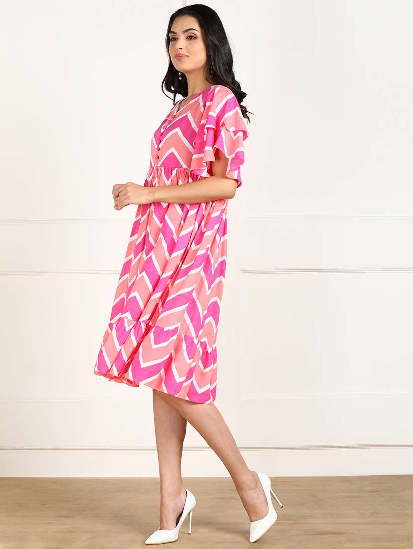women's fit & flare abstract dress - 18052430 - Standard Image - 1