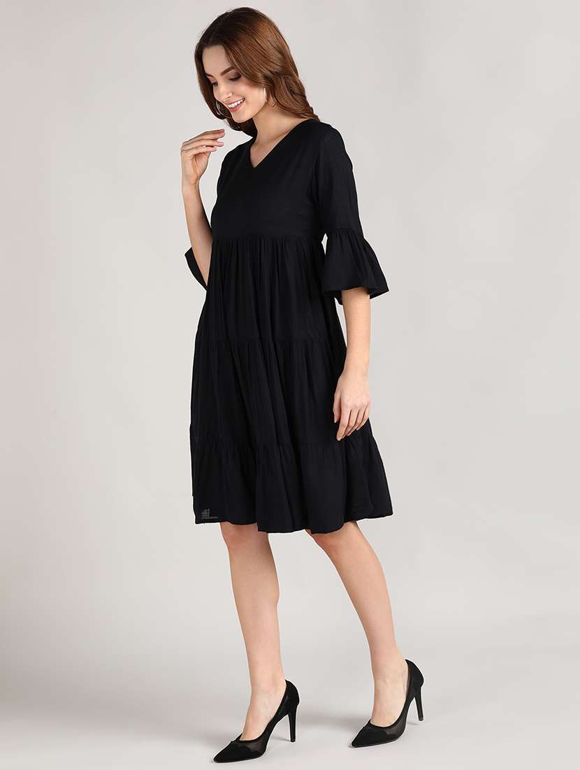 women's tiered dress solid dress - 18052431 -  Standard Image - 1