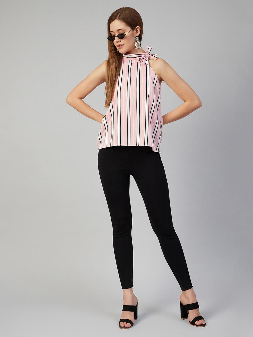 women's a line tie-up neck top - 18052493 - Standard Image - 4