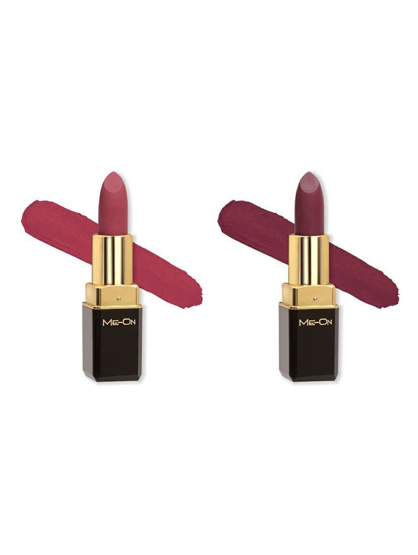 me-on pack of 2 color addict hd matte 8h longlasting lipsticks(4g each) shade#22 and 24