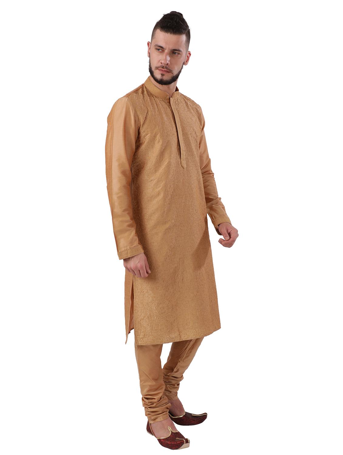 gold solid kurta - 18052908 - Standard Image - 1