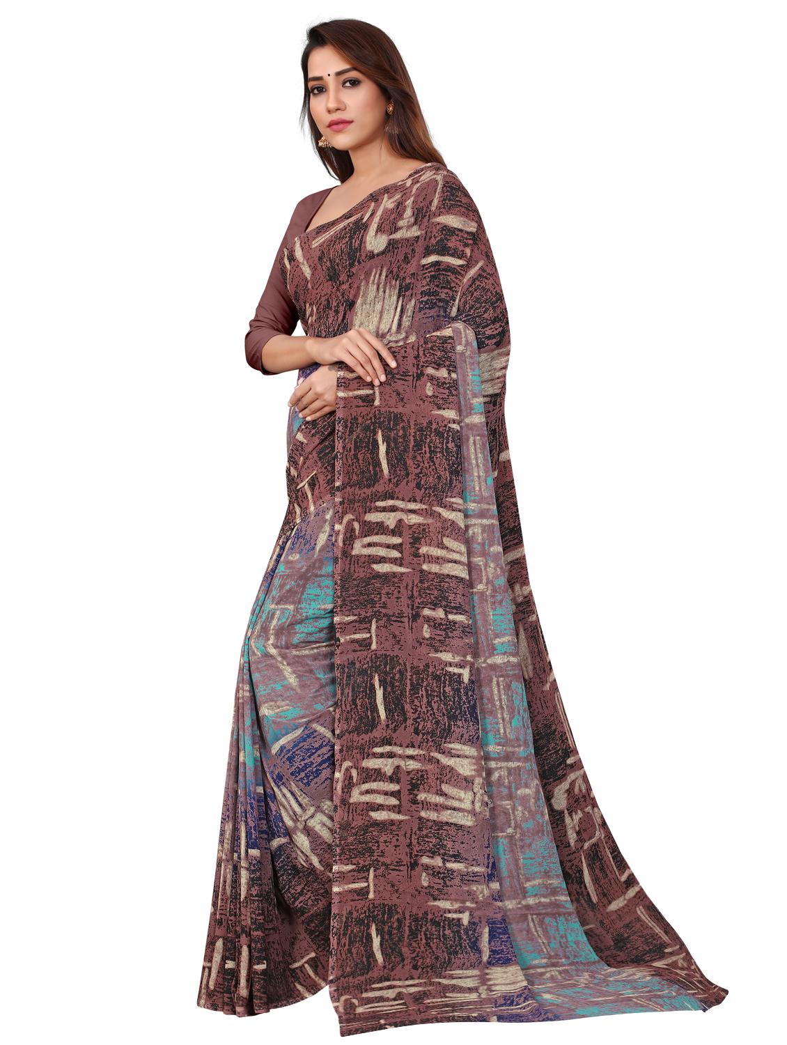 multi colored georgette printed saree with blouse - 18052959 - Standard Image - 1